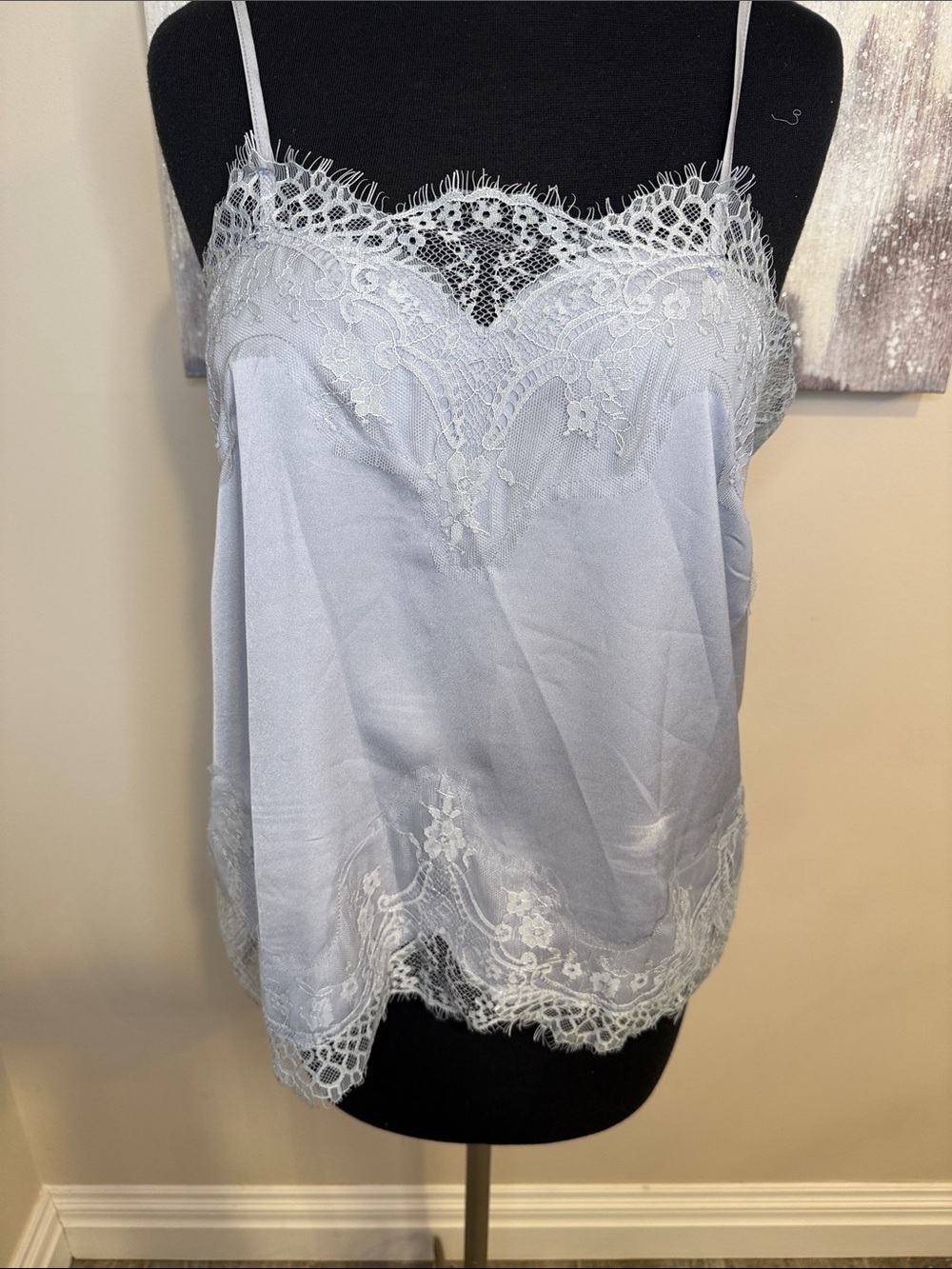 Light Blue/Ice Grey Lace Trim Camisole size large